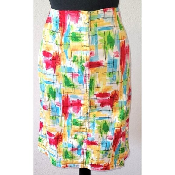 Talbot's Watercolor Stretch Colorful Pencil Skirt Size 10 - Picture 1 of 9
